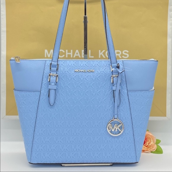 MICHAEL KORS CHARLOTTE LARGE TZ TOTE LIGHT SKY - Picture 15 of 16